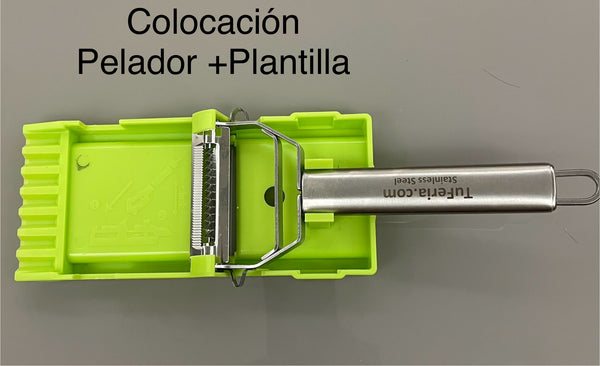 Pelador de acero inoxidable + plantilla para rodajas